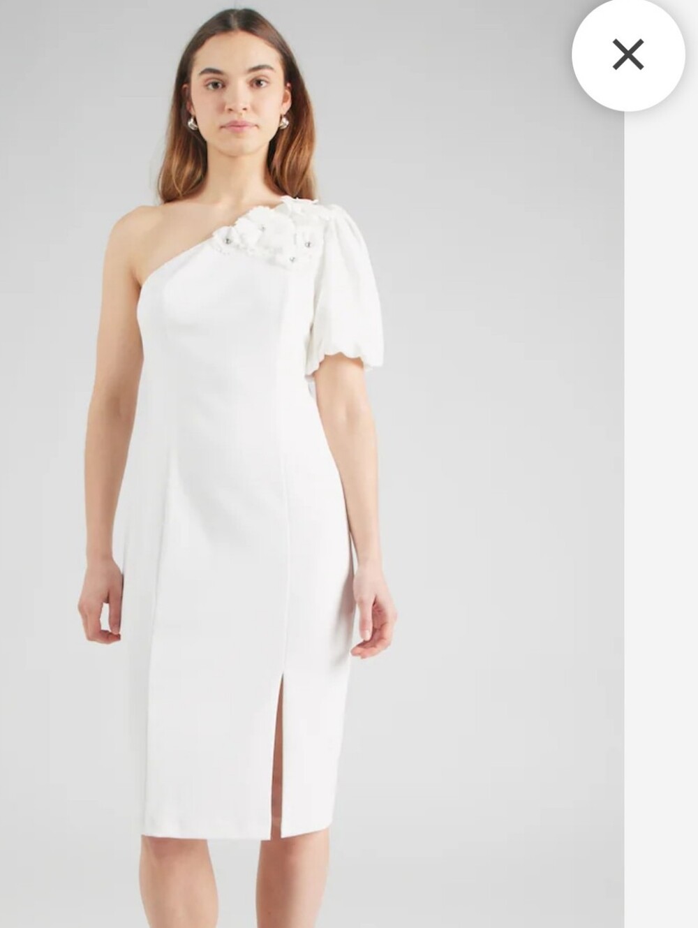 NWT Adrianna Papell Ivory 3D Floral One Shoulder Crepe Dress Size 12 MSRP $179